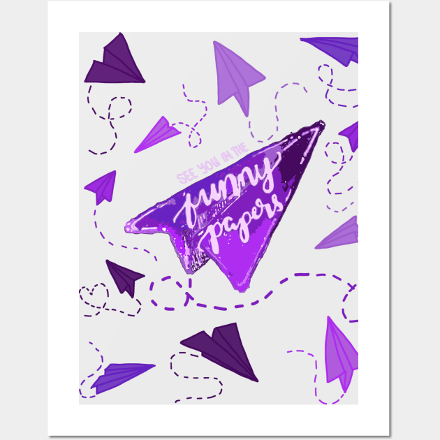 PURPLE PAPER AIRPLANES | SEE YOU IN THE FUNNY PAPERS Wall Art by ulricartistic